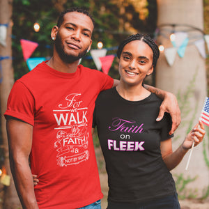 Smiling-Black-Man-and-Woman-Wearing-Christian-Faith-T-Shirts-from-Forza-Tees