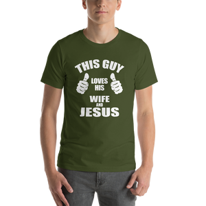 This Guy Loves His Wife and Jesus - Religious Short-Sleeve Men's T-Shirt