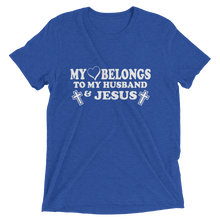 My Heart Belongs to My Husband and Jesus - Premium Short-Sleeve Ladies T-shirt