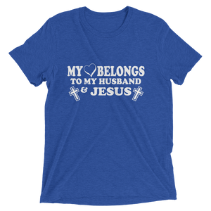 My Heart Belongs to My Husband and Jesus - Premium Short-Sleeve Ladies T-shirt