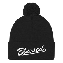 Blessed - Christian Faith Embroidered Pom Pom Knit Cap in Black from forzatees.com