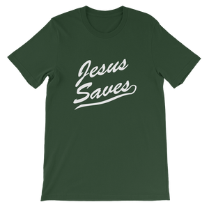 Jesus Saves Religious Christian Unisex T-Shirt in Green from forzatees.com