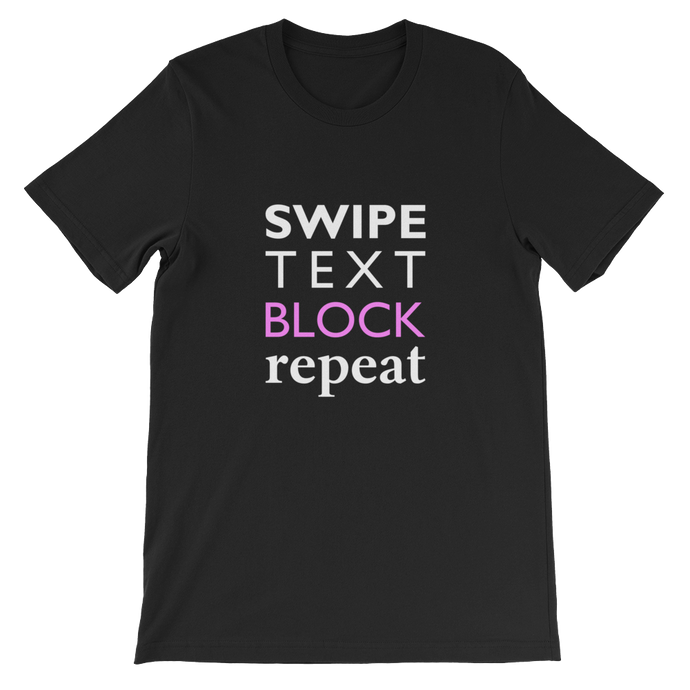 Swipe Text Block Repeat - Social Media T-Shirt in Black from forzatees.com