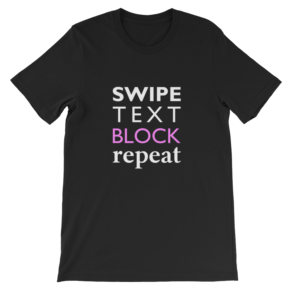 Swipe Text Block Repeat - Social Media T-Shirt in Black from forzatees.com