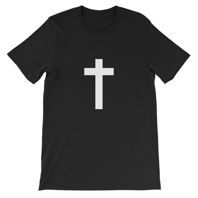 Christian Cross - Religious Unisex T-Shirt in Black with White Cross from Forza Tees