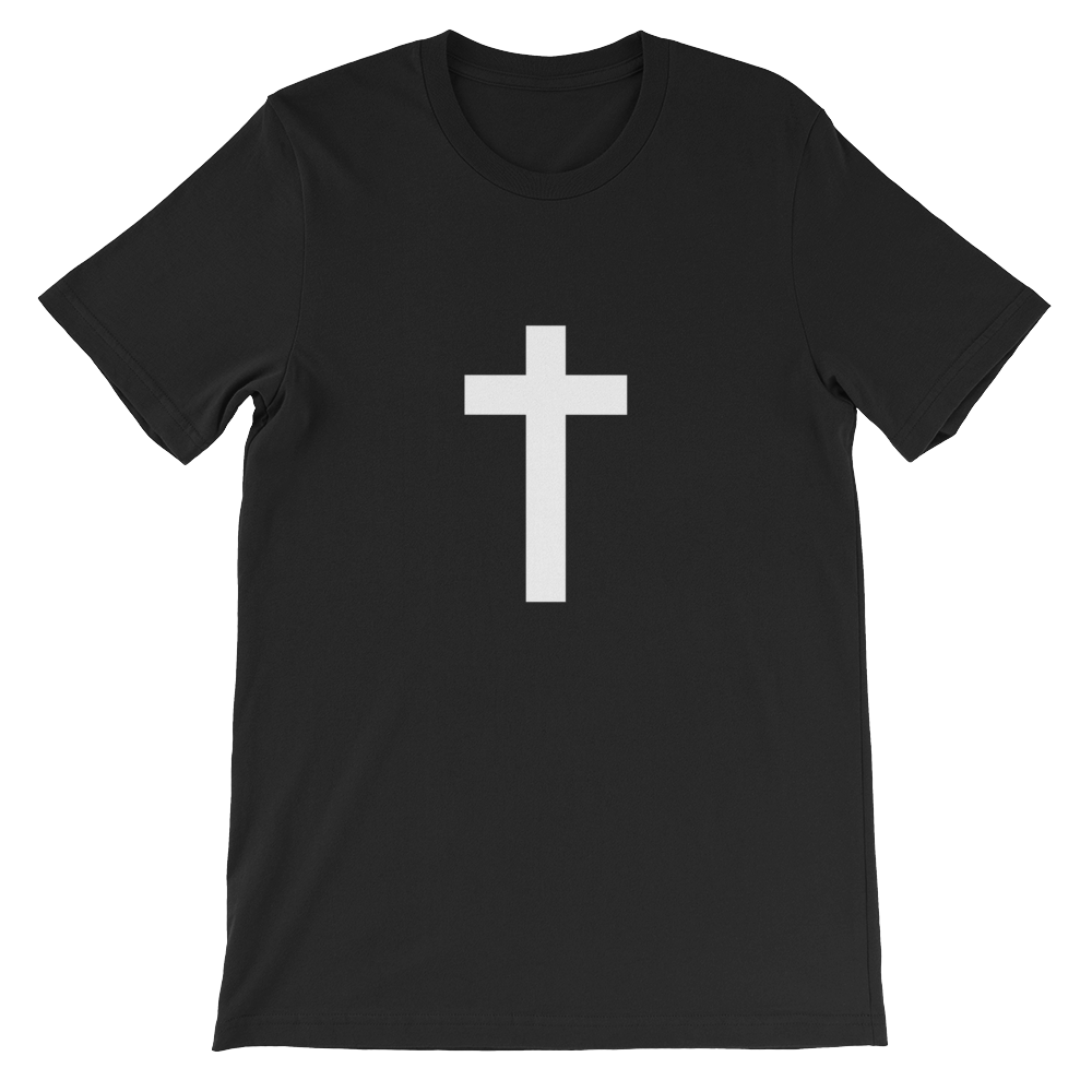 Christian Cross - Religious Unisex T-Shirt in Black with White Cross from Forza Tees