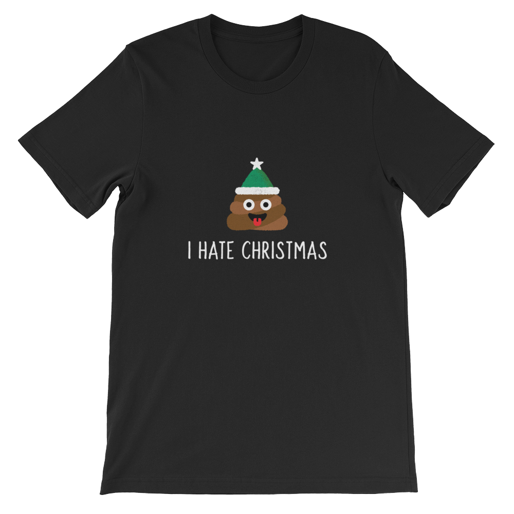 I Hate Christmas - Poo Emoji Unisex T-Shirt - Black from Forza Tees