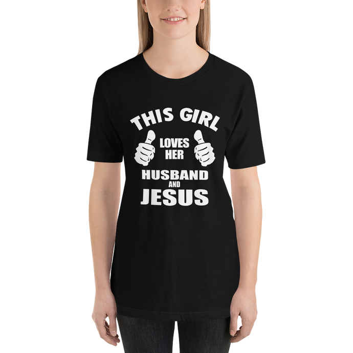 This Girl Loves Her Husband and Jesus - Religious Christian Faith Short-Sleeve Ladies T-Shirt
