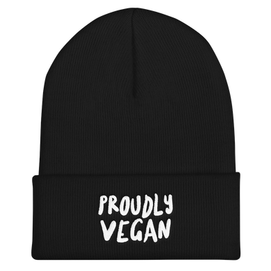 Proudly Vegan Black Cuffed Beanie from Forza Tees