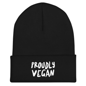 Proudly Vegan Black Cuffed Beanie from Forza Tees