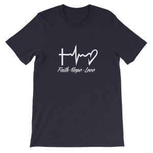 Faith - Hope - Love - Religious Christian Unisex T-Shirt in Navy from forzatees.com