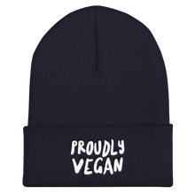 Proudly Vegan Navy Cuffed Beanie from Forza Tees