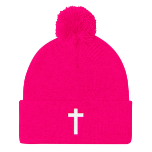 Holy Cross - Christian Faith Embroidered Pom Pom Knit Cap