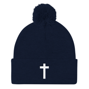 Holy Cross - Christian Faith Embroidered Pom Pom Knit Cap