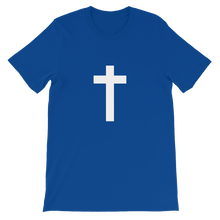 Christian Cross - Religious Unisex T-Shirt in Blue with White Cross from Forza Tees