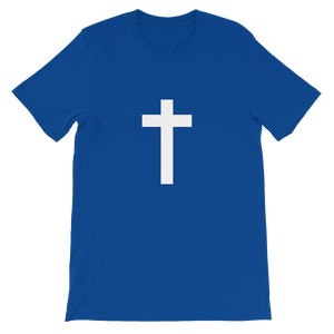 Christian Cross - Religious Unisex T-Shirt in Blue with White Cross from Forza Tees
