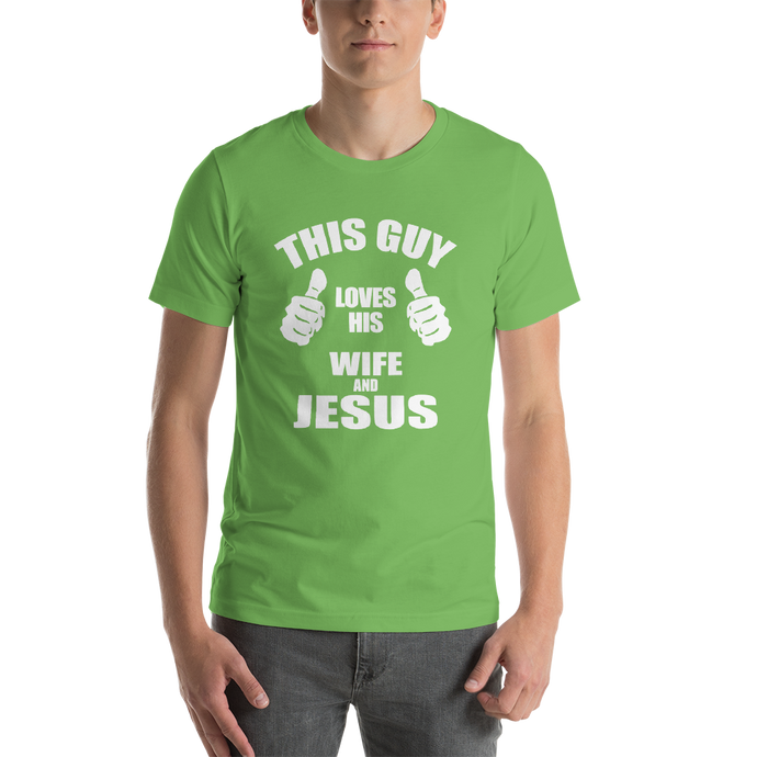 This Guy Loves His Wife and Jesus - Religious Short-Sleeve Men's T-Shirt from forzatees.com