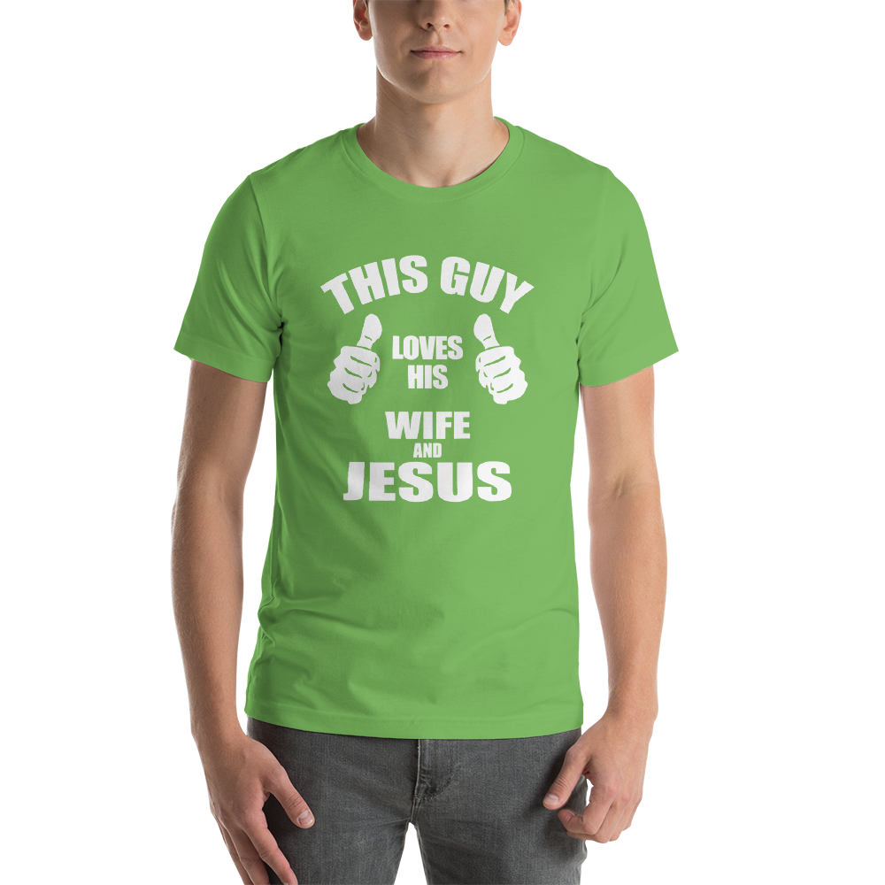 This Guy Loves His Wife and Jesus - Religious Short-Sleeve Men's T-Shirt from forzatees.com