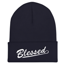 Load image into Gallery viewer, Blessed - Christian Faith Embroidered Cuffed Beanie Hat - Colour Navy from forzatees.com