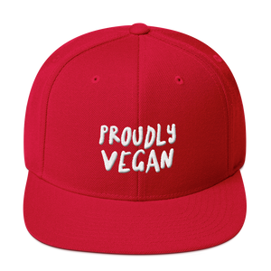 Proudly Vegan 3D Embroidered Red Snapback Hat from Forza Tees