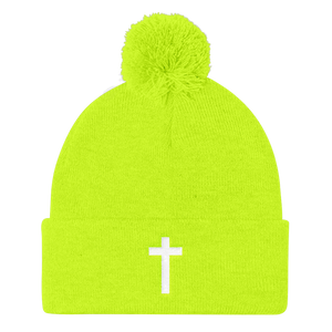 Holy Cross - Christian Faith Embroidered Pom Pom Knit Cap