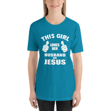 This Girl Loves Her Husband and Jesus - Christian Faith Ladies T-Shirt