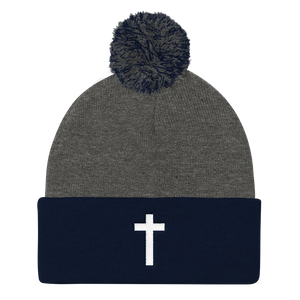 Holy Cross - Christian Faith Embroidered Pom Pom Knit Cap