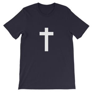 Christian Cross - Religious Unisex T-Shirt in Navy with White Cross from Forza Tees