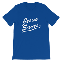 Jesus Saves Religious Christian Unisex T-Shirt in Blue from forzatees.com