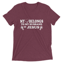My Heart Belongs to My Husband and Jesus - Premium Short-Sleeve Ladies T-shirt