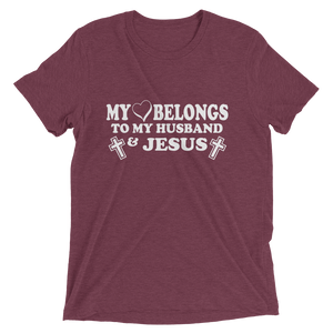 My Heart Belongs to My Husband and Jesus - Premium Short-Sleeve Ladies T-shirt