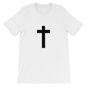 Christian Cross - Religious Unisex T-Shirt in White with Black Cross from Forza Tees