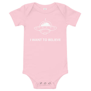 I Want To Believe - UFO Short-Sleeve Baby Bodysuit - Pink