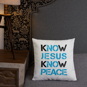 Know Jesus Know Peace - Christian Faith Premium Pillow in the home 7 from forzatees.com