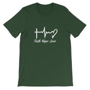 Faith - Hope - Love - Religious Christian Unisex T-Shirt in Green from forzatees.com