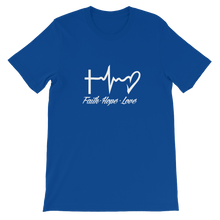 Faith - Hope - Love - Religious Christian Unisex T-Shirt in Blue from forzatees.com
