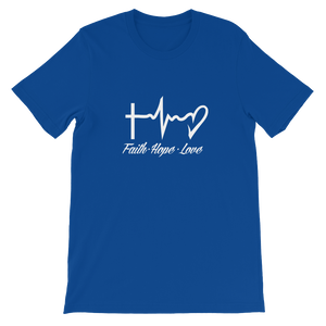 Faith - Hope - Love - Religious Christian Unisex T-Shirt in Blue from forzatees.com