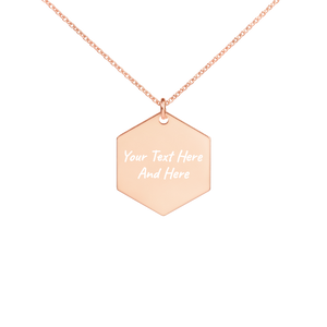 Custom Engraved Silver Hexagon Necklace in 18K Rose Gold