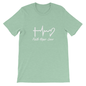 Faith - Hope - Love - Religious Christian Unisex T-Shirt in Mint from forzatees.com