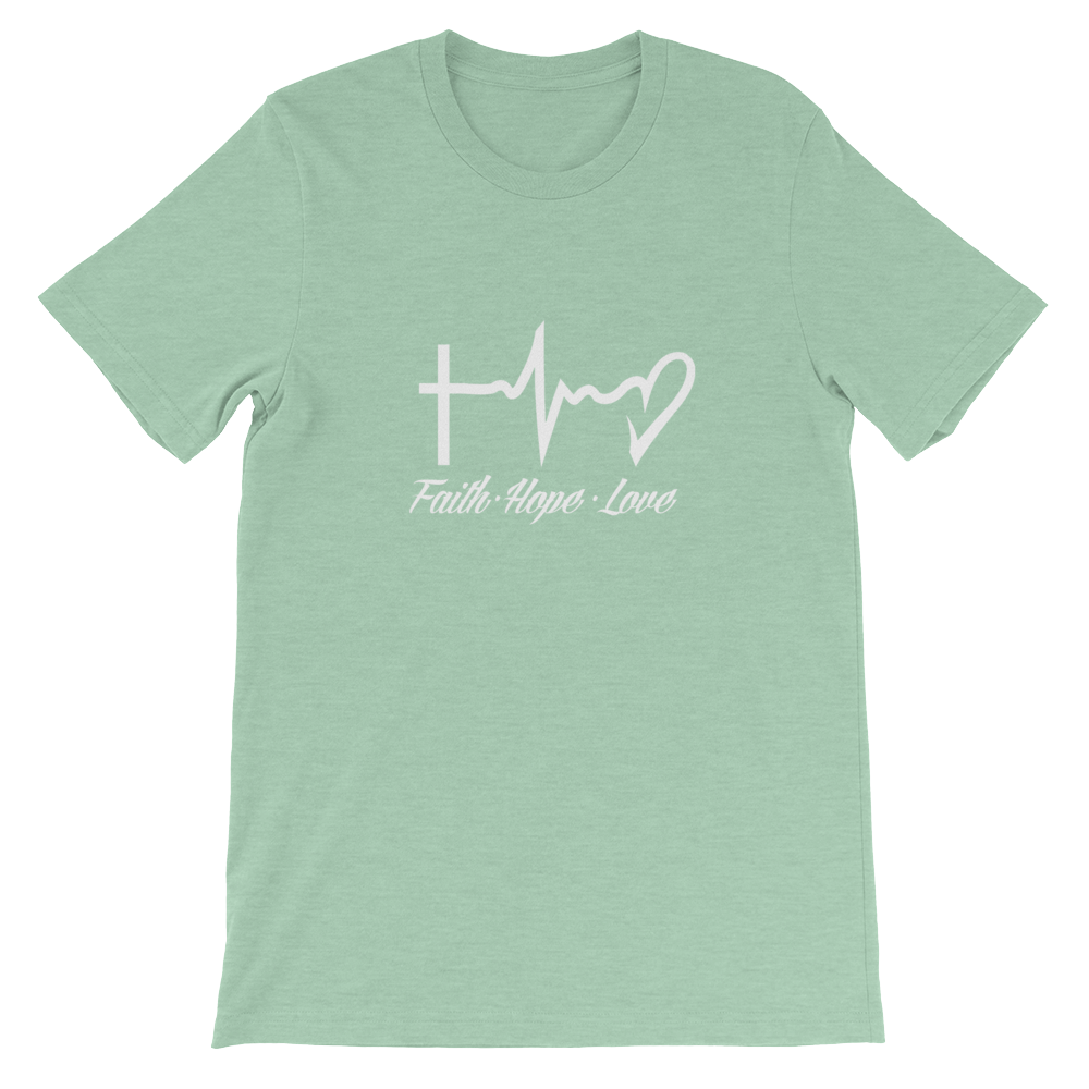 Faith - Hope - Love - Religious Christian Unisex T-Shirt in Mint from forzatees.com