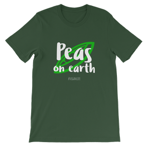 Green Vegan Shirt with phrase 'Peas on Earth' - Vegan Life Unisex T-Shirt from Forza Tees