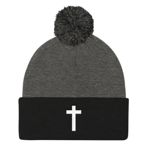 Holy Cross - Christian Faith Embroidered Pom Pom Knit Cap