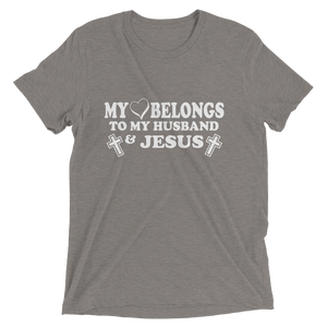 My Heart Belongs to My Husband and Jesus - Premium Short-Sleeve Ladies T-shirt