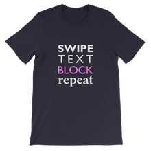 Swipe Text Block Repeat - Social Media T-Shirt in Navy from forzatees.com