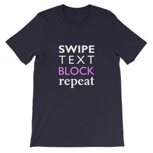 Swipe Text Block Repeat - Social Media T-Shirt in Navy from forzatees.com