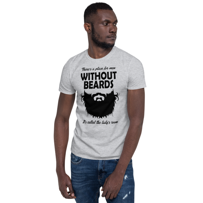Man wearing t-shirt for men with beards with the slogan 