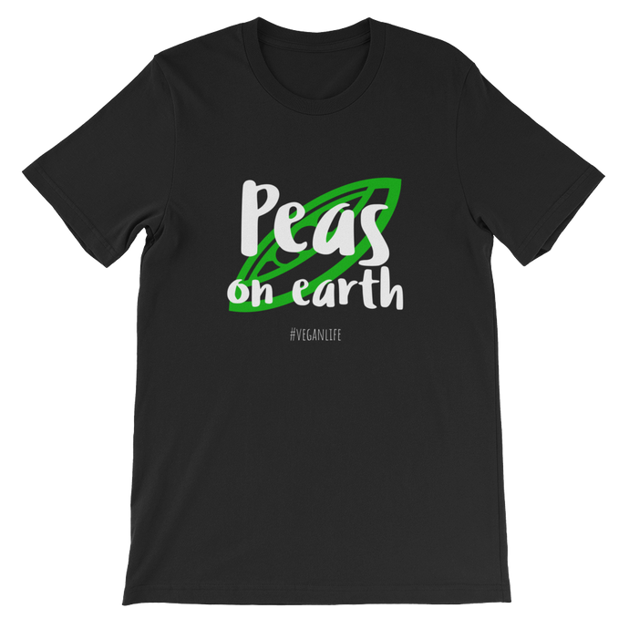 Vegan T-Shirt - Peas on Earth - Vegan Life Unisex Black