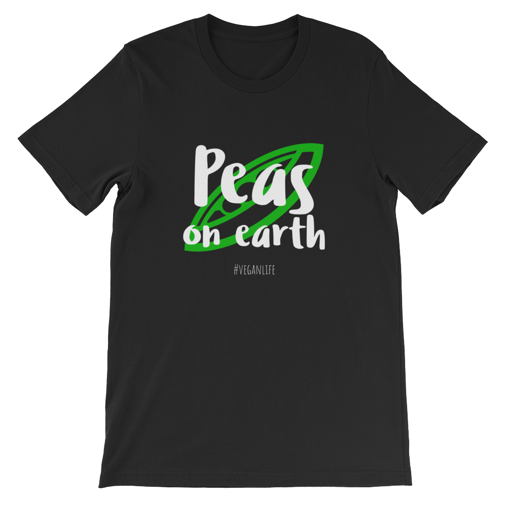 Vegan T-Shirt - Peas on Earth - Vegan Life Unisex Black