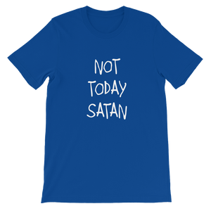 Not Today Satan Religious Christian Unisex T-Shirt in Blue from forzatees.com