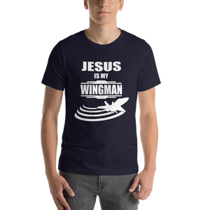 Jesus is my Wingman - Religious Christian Clothing Short-Sleeve Men's T-Shirt Navy Blue - Original design from forzatees.com